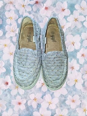 gigil Light Blue Slip-On Sneakers with Metallic Dots